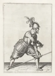 Soldier with Lance Drawing Sword