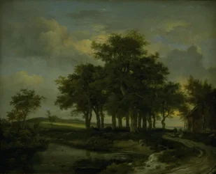 Oak Trees near a Road, Evening
