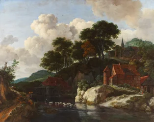 Hilly Landscape with a Watermill, c. 1670