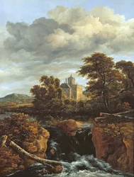 Landscape with a Waterfall and Castle, c.1670