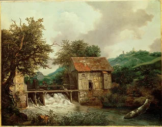 Two Watermills and an Open Sluice at Singraven, Netherlands