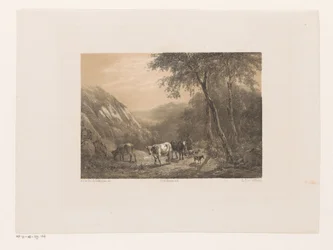 Shepherd with Flock in the Mountains