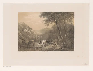 Shepherd with Flock in the Mountains