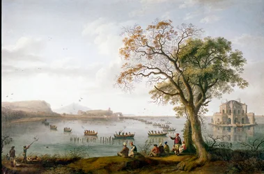 The Coot Hunt of Ferdinand I of the Two Sicilies on Lake Fusaro near Naples, Italy