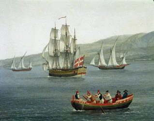 View of Ships in the Strait of Messina, Reggio Calabria, Italy (detail)