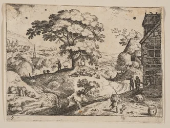 Inn to Right of Road before Village, from Landscapes