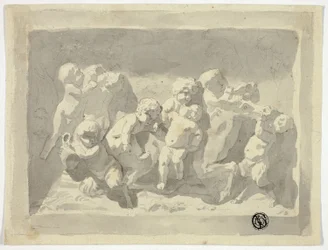 Baby Satyrs and Putti Playing with Donkey