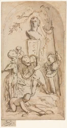 Bust of Diana with Putti and Hunting Attributes