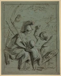 Minerva with Two Putti