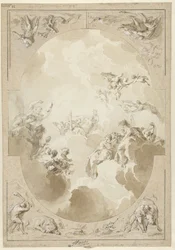 Design for a Ceiling Painting with the Apotheosis of Hercules and Four of His Labors