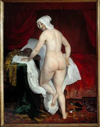 Young woman lying down, called the Italian bedtime. Painting by Jacob van Loo (1614-1670), 1650. Canvas, 1.87 x 1.43 m. Lyon, Musée des Beaux-Arts