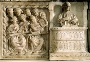Funeral Monument of Carlo, Roberto and Riccardo da Saliceto: Students Attending a Course