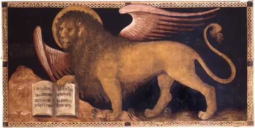 The Lion of Saint Mark. Painting by Jacobello del Fiore, Renaissance Italy, Venetian School