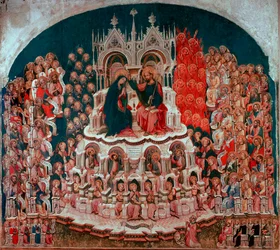 The coronation of the Virgin in Paradise. 15th century. Gallerie dell