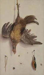A Hen and a Kingfisher Hanging on a String
