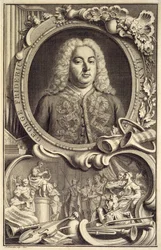 Portrait of G.F. Handel, inscribed with title, 
