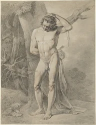 Standing Male Nude, in Front of a Tree