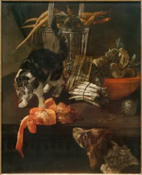 Kitchen Piece with Dog and Cat