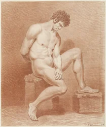Seated Male Nude, Facing Right