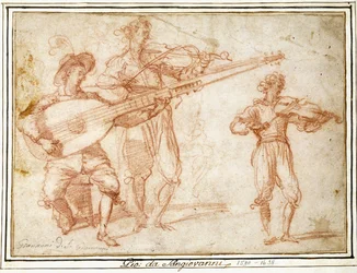 Two Musicians playing a Chiatarrone and a Violin, with a Subsidiary Study of the Second Musician