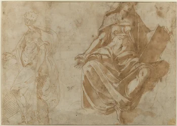 Saint Cecilia and a Seated Female Figure Holding a Book