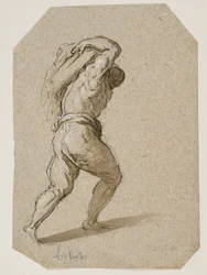 Man carrying a heavy burden on his back