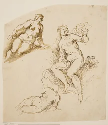 Studies for One Seated and Two Prostrated Women