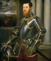 Portrait of a Man in a Gold decorated Suit of Armor