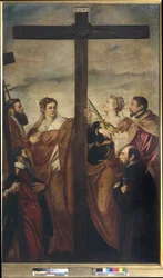 Saints Helena, Barbara, Andrew, Macarius, another Saint and a Devotee Worship the Cross
