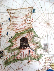 England, Wales and Scotland from a Renaissance map of Europe, 1528