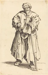 Fat Beggar with Eyes Cast Down