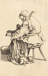 Old Woman with Cats