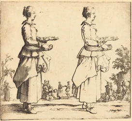 Peasant Woman with Basket, in Profile, Facing Right