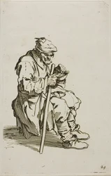 Seated Beggar Eating, Plate 24 from The Beggars