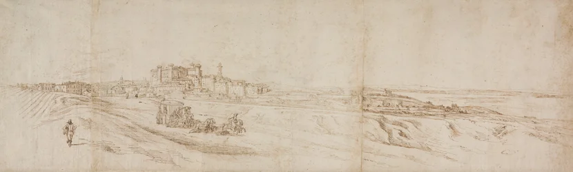 View of The Castello Bracciano, Near Rome with Coach and Figures