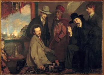 André Gide and His Friends at the Café Maure of the World Exposition of 1900 (Eugène Rouart; Charles Chanvin; Athman Ben Salah; Henri Ghéon). Painting by Jacques-Émile Blanche (1861-1942), 1900. Dimensions: 1.56x2.2 m. Rouen, Musée des Beaux-Arts