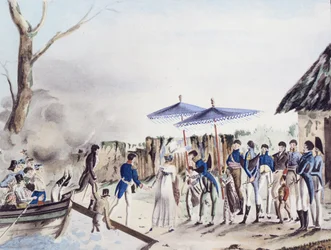 Rose de Freycinet and her Husband Arriving at Diely, Timor, from 