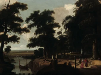Woodland landscape near a river