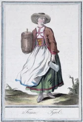 Woman of Tyrol - in Encyclopedia of Travels by Grasset St Sauveur, ed. 1796