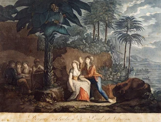 Paul and Virginia, illustration for novel by Jacques-Henri Bernardin de Saint-Pierre