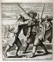 17th century engraved illustration from a collection of proverbs by Jacques Lagniet
