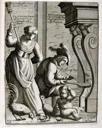 17th century engraved illustration from a collection of proverbs by Jacques Lagniet