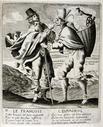 17th century engraved illustration from a collection of proverbs by Jacques Lagniet