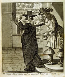 17th century engraved illustration from a collection of proverbs by Jacques Lagniet