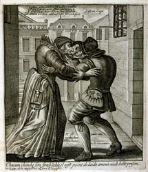 17th Century Engraved Illustration from a Collection of Proverbs