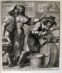 17th Century Engraved Illustration from a Collection of Proverbs