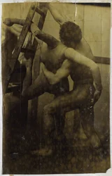 Study of a Male Nude Model, Wrestling with a Dummy, in the Studio of Jacques de Lalaing