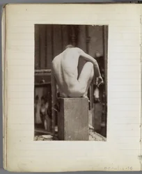 Study of a Male Nude Model, Sitting and Seen from the Back, in the Studio of Jacques de Lalaing