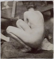Study of a Female Nude Model, Seen from the Back, in the Studio of Jacques de Lalaing, Preliminary Study for Element for a Fountain in Musee des Beaux Arts, Tournai and for Circular Fountain