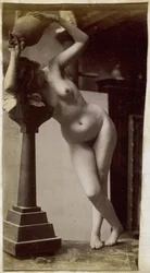 Study of a Female Nude Model, Seen from the Front, in the Studio of Jacques de Lalaing, Preliminary Study for Circular Fountain